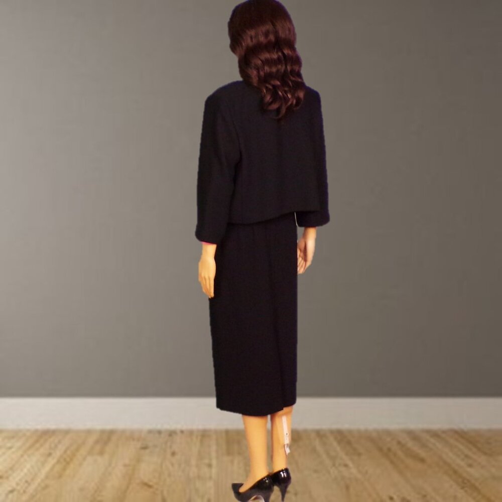 POSITIVE ATTITUDE/ANN GERLIN size 14 black/fuchsia 2-piece set jacket/skirt - Picture 6 of 11